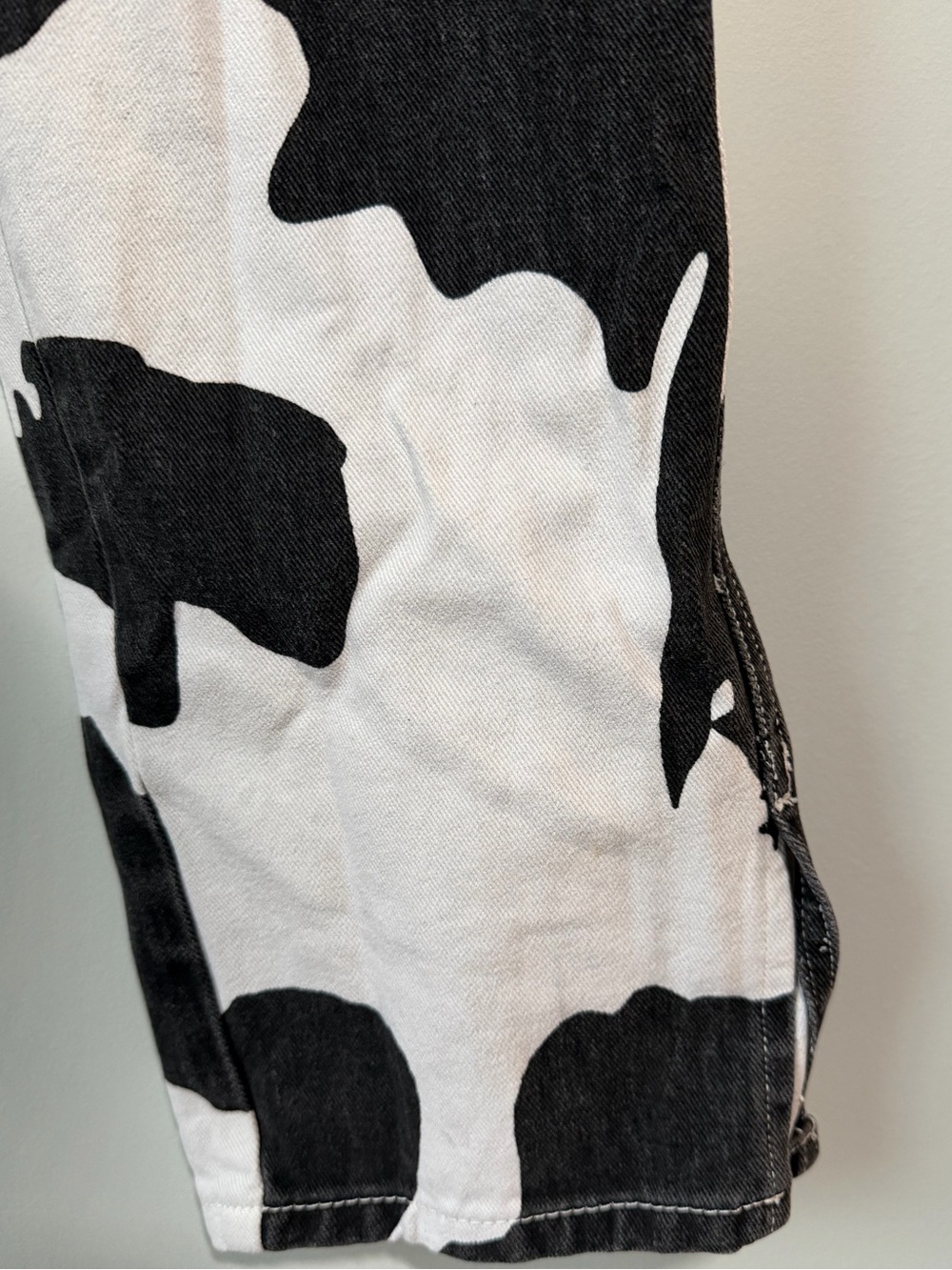 Nasty Gal Black and White Cow Print Denim Jeans - Picture 6 of 8